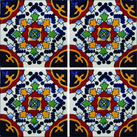 MOSAICOS DE TALAVERA / Azulejos de Talavera 10x10cms (90 piezas) - Estilo AZ072