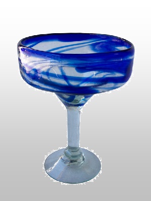 MEXICAN-GLASSWARE / Cobalt-Swirl-Margarita-Glass