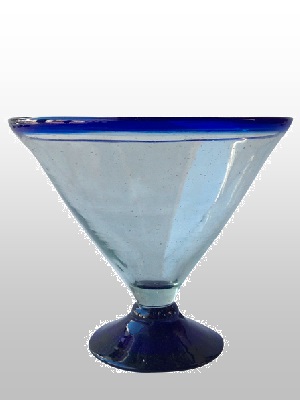 MEXICAN-GLASSWARE / Stemless-Cobalt-Blue-Rim-Martini-Glass