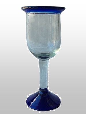 MEXICAN GLASSWARE / Cobalt-Blue-Rim-Wine-Goblet