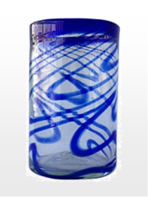 MEXICAN GLASSWARE / Cobalt-Swirl-drinking-glass
