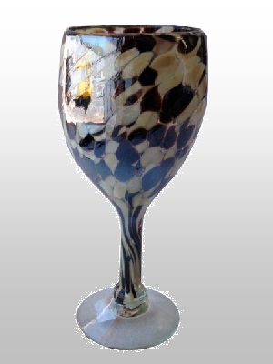 MEXICAN GLASSWARE / Pearly-Blue-Confetti-Wine-Glass